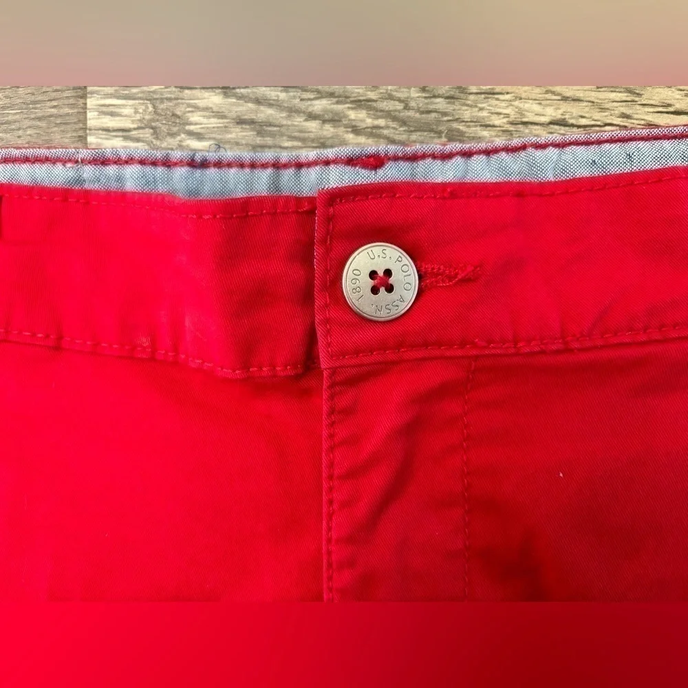 U.S. Polo‎ Assn. Womens Classic Chino Shorts Pockets Red Cotton Casual Size 7